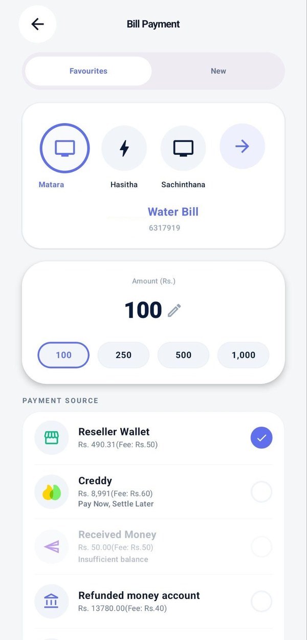 PayMaster app screen: Bill Payment