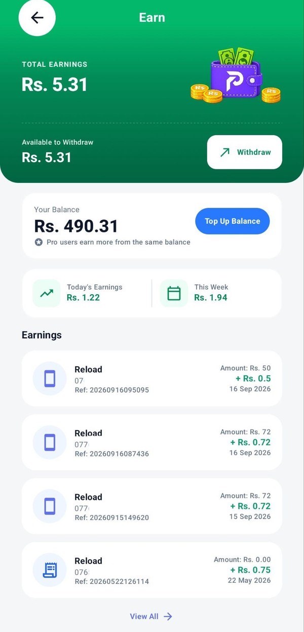 PayMaster app screen: Earn